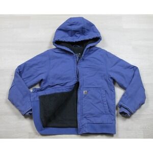 Carhartt Active Jacket Youth (L) Duck Canvas Workwear Sherpa Lined CP9564 BPK